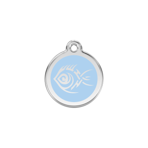 Light Blue Tribal Fish Cat ID Tag Small