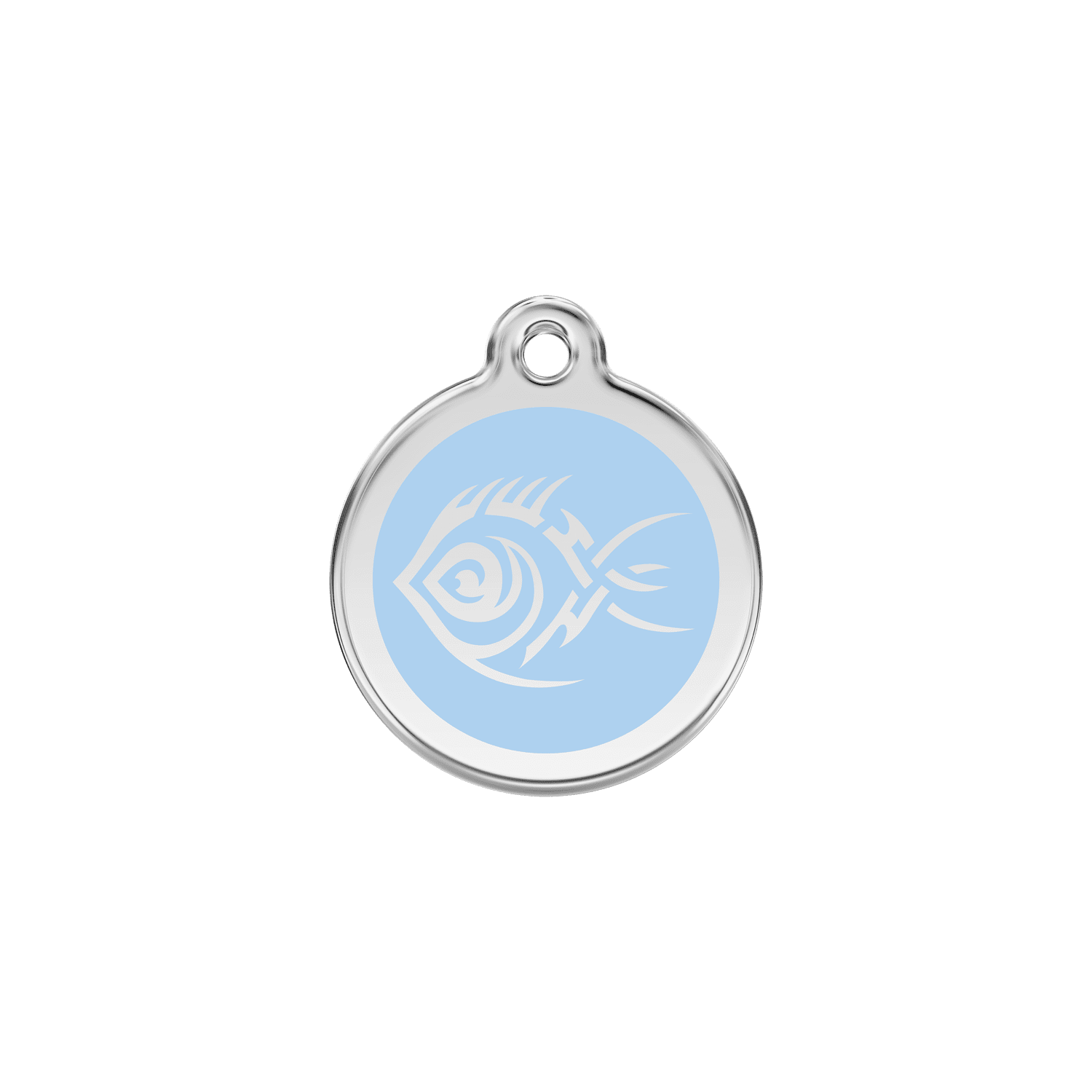 Vue avant - Médaille personnalisée pour chien/chat Red Dingo - Poisson tribal - Bleu clair - Size S