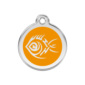 Orange Tribal Fish Dog ID Tag Medium