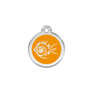 Orange Tribal Fish Cat ID Tag Small
