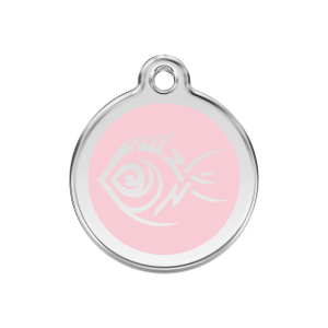 Pink Tribal Fish Dog ID Tag Medium