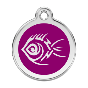 Purple Tribal Fish Dog ID Tag Large