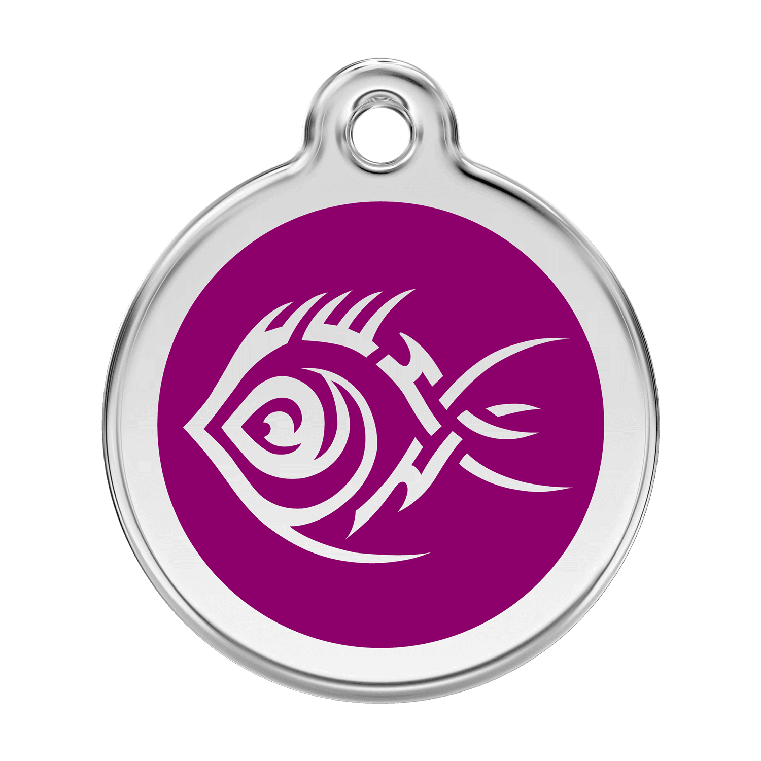 Vue avant - Médaille personnalisée pour chien Red Dingo Poisson tribal Violet - Size L