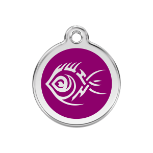 Purple Tribal Fish Dog ID Tag Medium