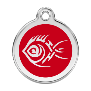 Red Tribal Fish Dog ID Tag Large