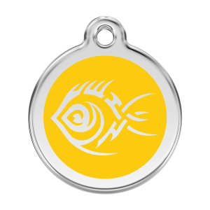 Yellow Tribal Fish Dog ID Tag Large
