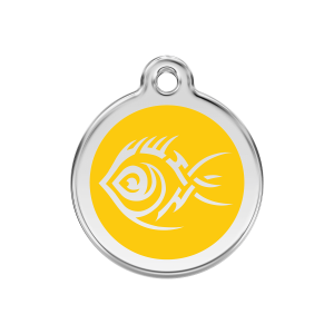 Yellow Tribal Fish Dog ID Tag Medium