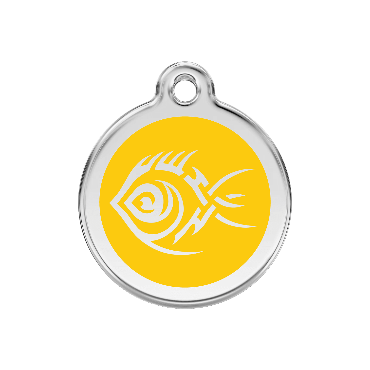 Vue avant - Médaille personnalisée pour chien Red Dingo Poisson tribal Jaune - Size M