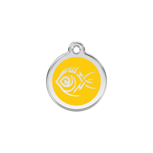 Yellow Tribal Fish Cat ID Tag Small