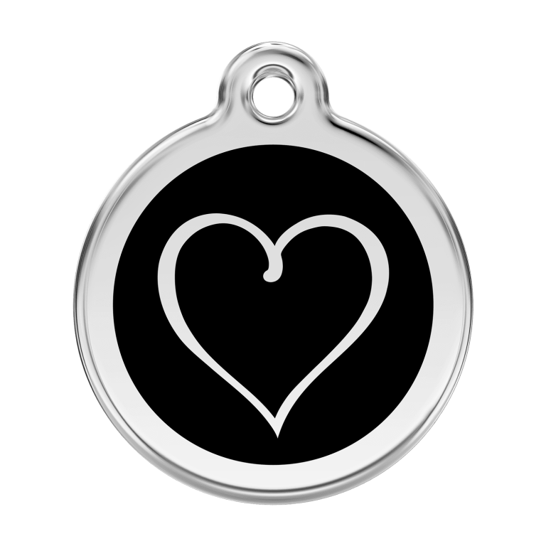 Vue avant - Médaille personnalisable pour chien Red Dingo Coeur Tribal Noir - Size L