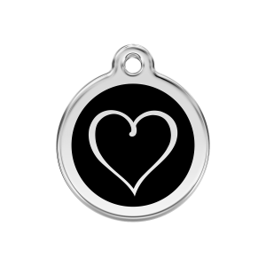 Black Tribal Heart Dog ID Tag Medium