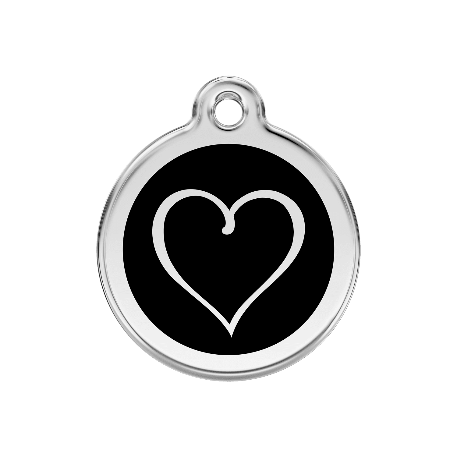 Vue avant - Médaille personnalisée pour chien/chat Red Dingo Émail et acier inoxydable Coeur Tribal Noir 30mm - Red Dingo - Size M