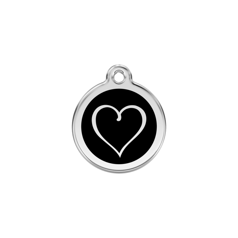 Vue avant - Médaille personnalisée pour chien/chat Red Dingo Coeur Tribal Noir S 20.00mm