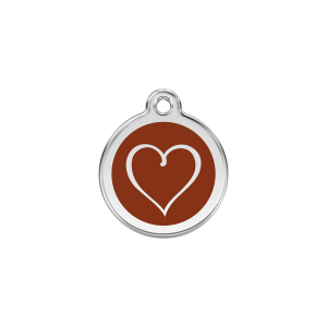 Brown Tribal Heart Cat ID Tag Small