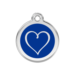 Dark Blue Tribal Heart Dog ID Tag Medium
