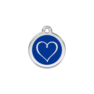 Dark Blue Tribal Heart Cat ID Tag Small