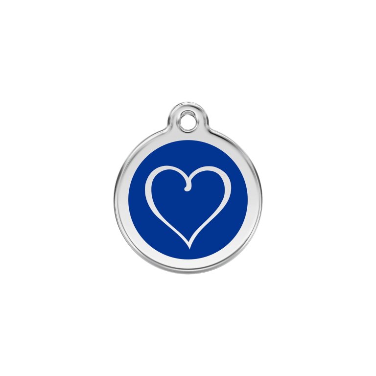 Vue avant - Médaille personnalisable Red Dingo cœur tribal bleu foncé - Size S pour chien/chat