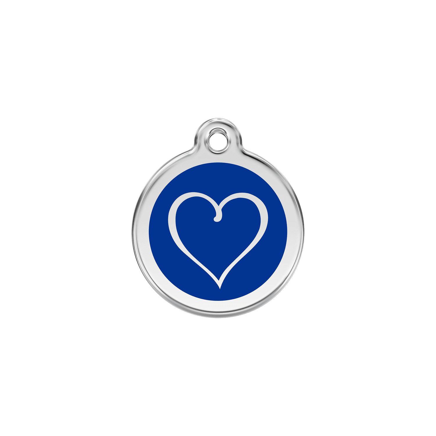 Vue avant - Médaille personnalisable Red Dingo cœur tribal bleu foncé - Size S pour chien/chat