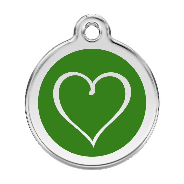 Vue avant - Médaille personnalisable pour chien Red Dingo Coeur Tribal Vert - Size L