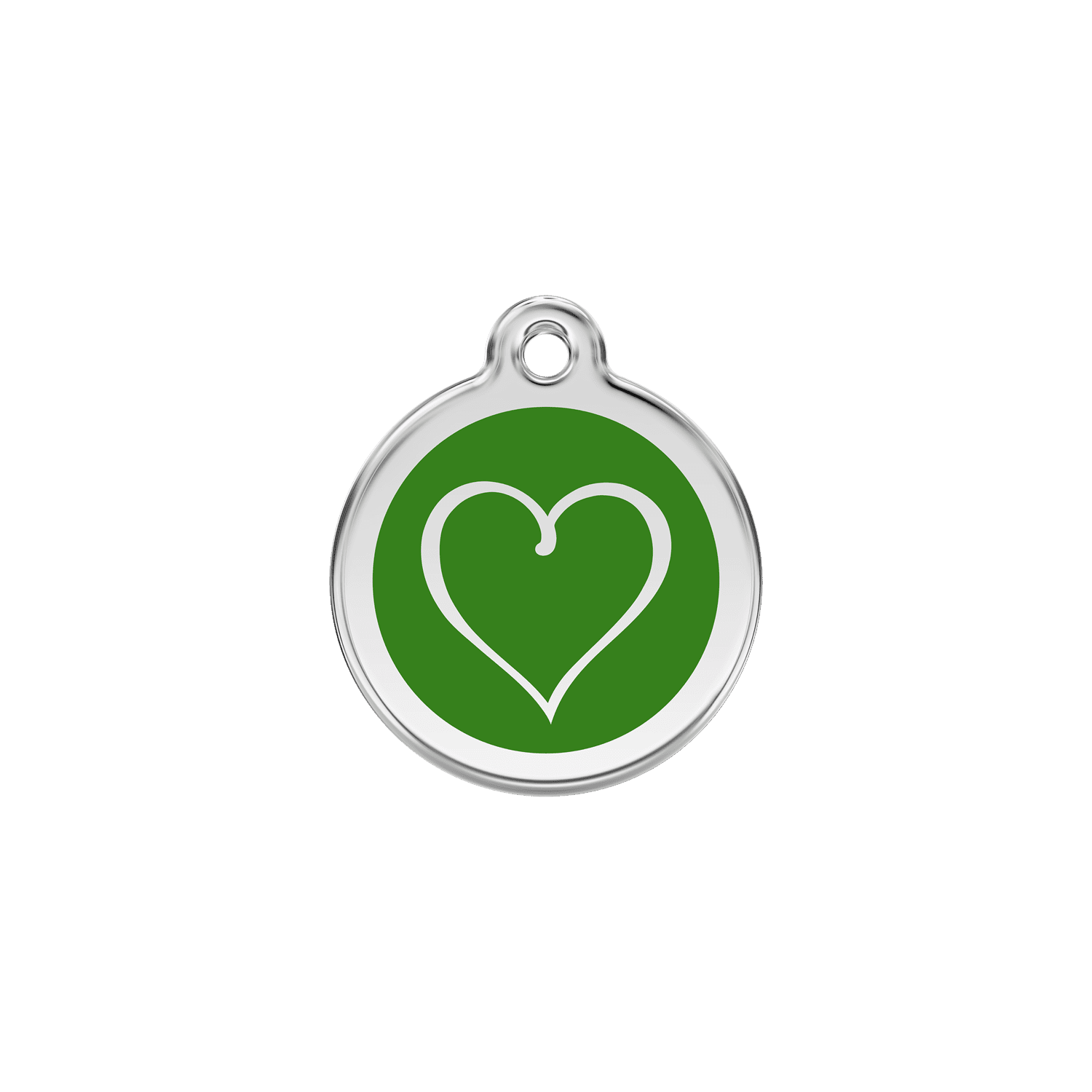 Vue avant - Médaille personnalisée pour chat Red Dingo coeur tribal vert - Size S - 01-TH-GR-SM