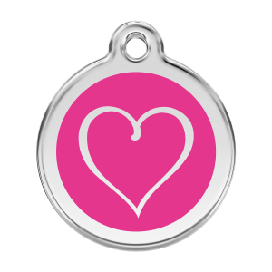 Bright Pink Tribal Heart Dog ID Tag Large