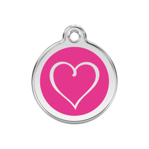 Bright Pink Tribal Heart Dog ID Tag Medium