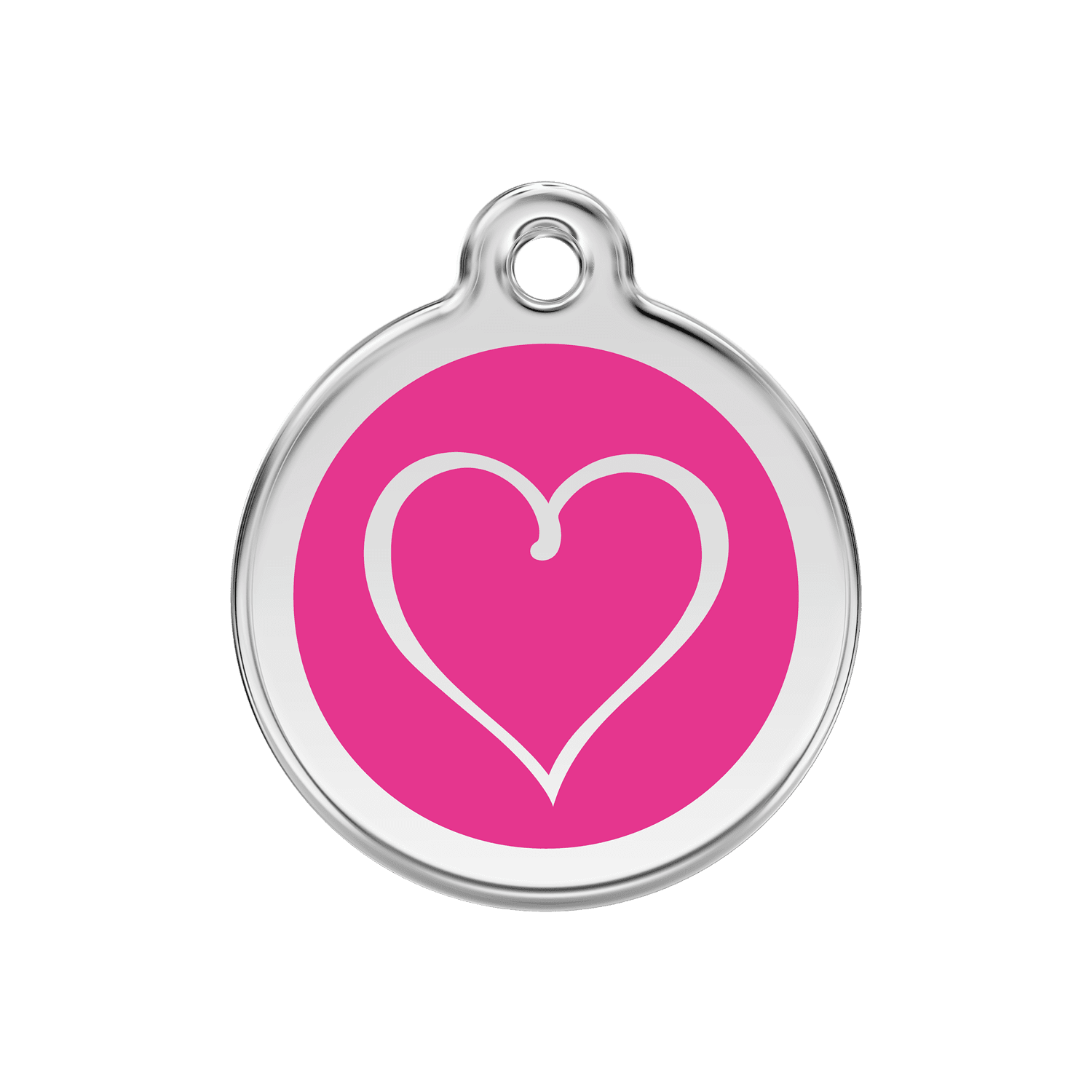 Vue avant - Médaille personnalisée Red Dingo Coeur Tribal Rose vif - Size M pour chien - Réf : 01-TH-HP-ME