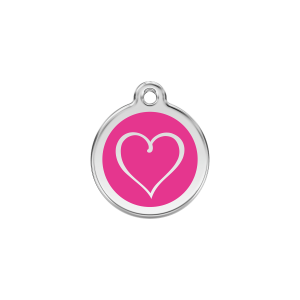 Bright Pink Tribal Heart Cat ID Tag Small