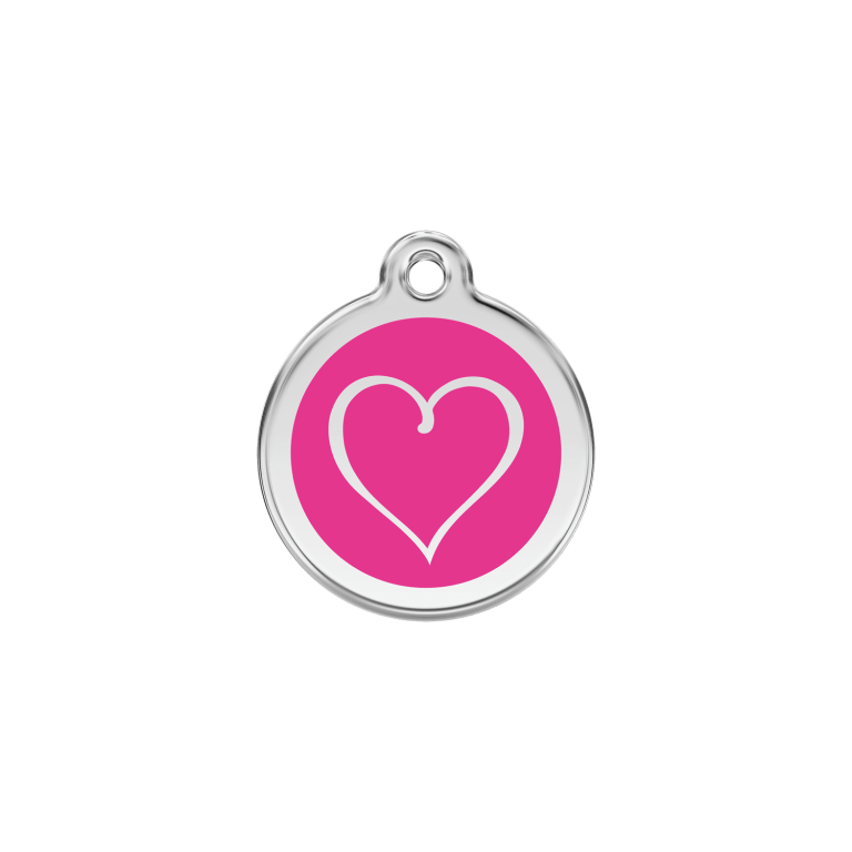 Vue avant - Médaille personnalisée pour chien/chat Red Dingo Coeur Tribal Rose vif - Size S