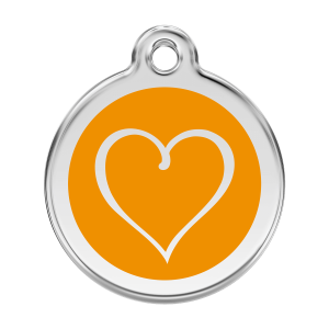 Orange Tribal Heart Dog ID Tag Large