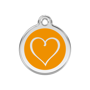 Orange Tribal Heart Dog ID Tag Medium