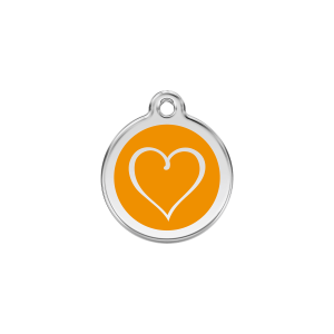 Orange Tribal Heart Cat ID Tag Small