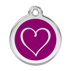 Purple Tribal Heart Dog ID Tag Large