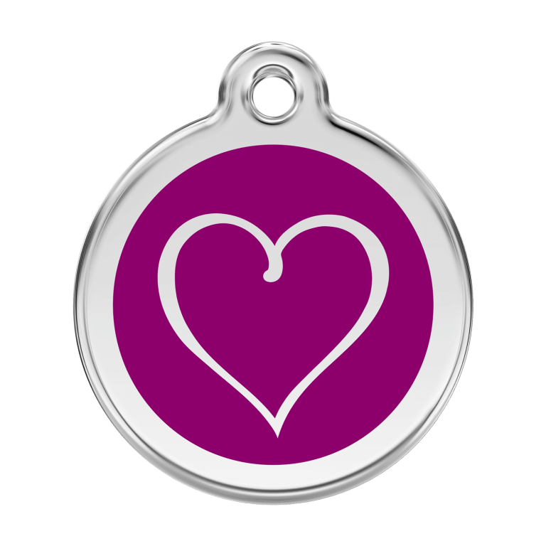 Vue avant - Médaille personnalisée pour chien - Red Dingo Coeur Tribal Violet - Size L