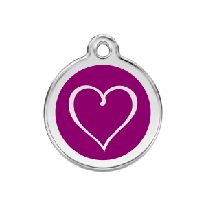 Purple Tribal Heart Dog ID Tag Medium