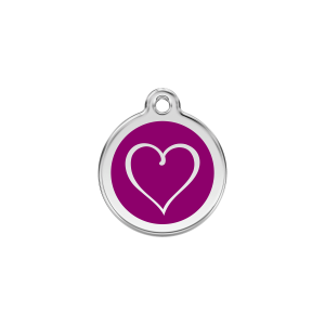 Purple Tribal Heart Cat ID Tag Small