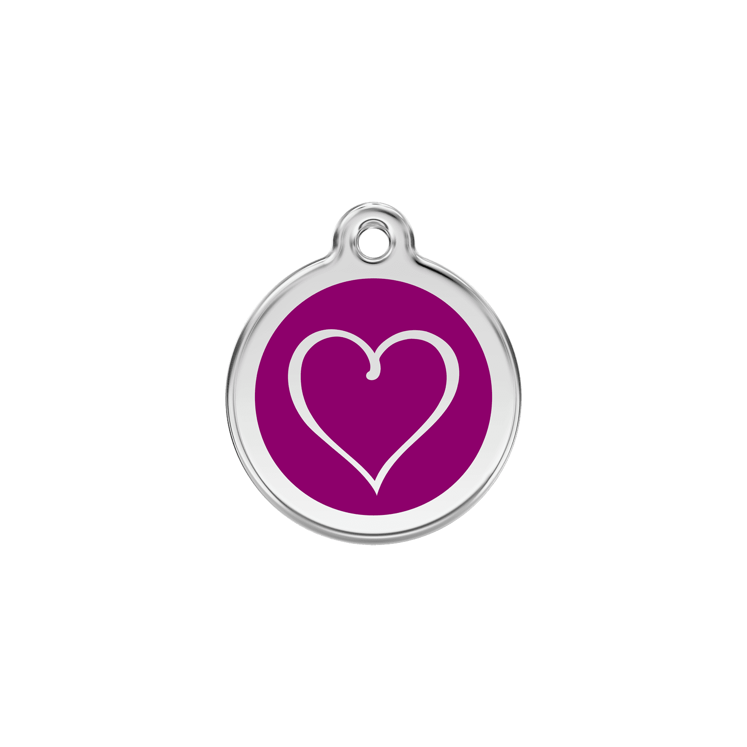 Vue avant - Médaille personnalisée pour chien/chat Red Dingo cœur tribal violet - Size S - 01-TH-PU-SM