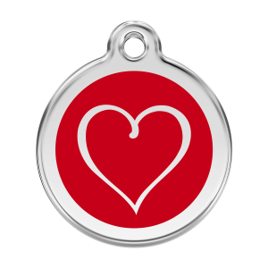 Red Tribal Heart Dog ID Tag Large