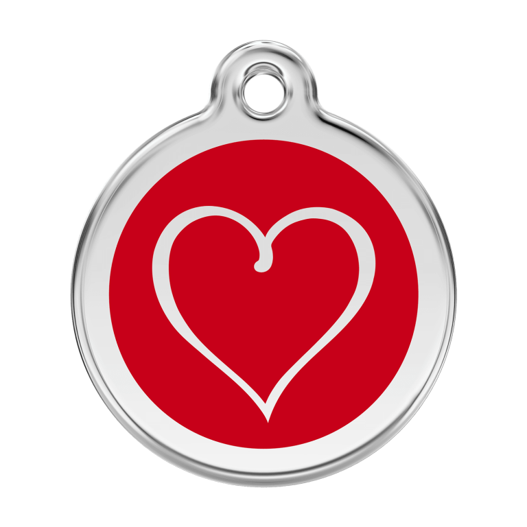 Vue avant - Médaille personnalisable Red Dingo Coeur Tribal Rouge - Size L - pour chien - Réf : 01-TH-RE-LG