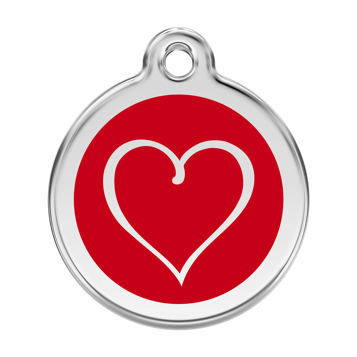Vue avant - Médaille personnalisable Red Dingo Coeur Tribal Rouge - Size L - pour chien - Réf : 01-TH-RE-LG