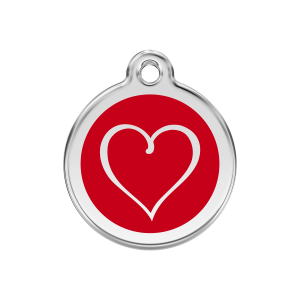 Red Tribal Heart Dog ID Tag Medium