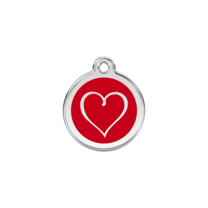 Red Tribal Heart Cat ID Tag Small