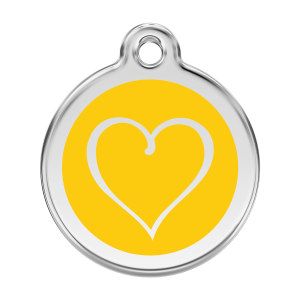 Yellow Tribal Heart Dog ID Tag Large