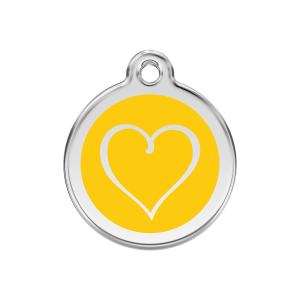 Yellow Tribal Heart Dog ID Tag Medium