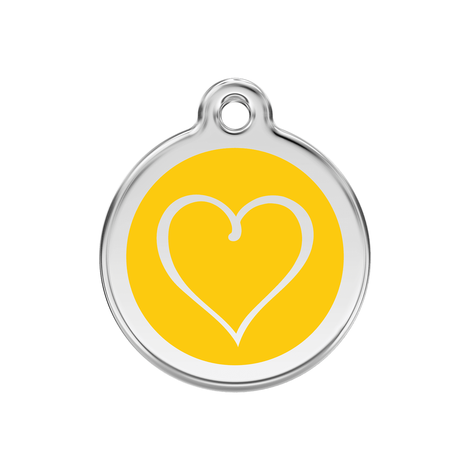 Vue avant - Médaille personnalisable Red Dingo Émail/Acier Jaune 30mm - Coeur Tribal - Size M/L