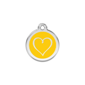Yellow Tribal Heart Cat ID Tag Small