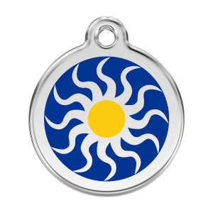 Dark Blue Tribal Sun Dog ID Tag Large