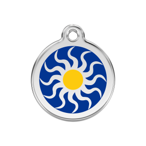 Dark Blue Tribal Sun Dog ID Tag Medium