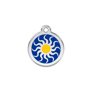 Dark Blue Tribal Sun Cat ID Tag Small