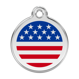 Dark Blue American Flag Dog ID Tag Large